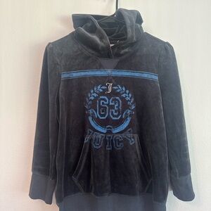 Juicy Couture Dark Charcoal Blue Hoodie with Blue Details